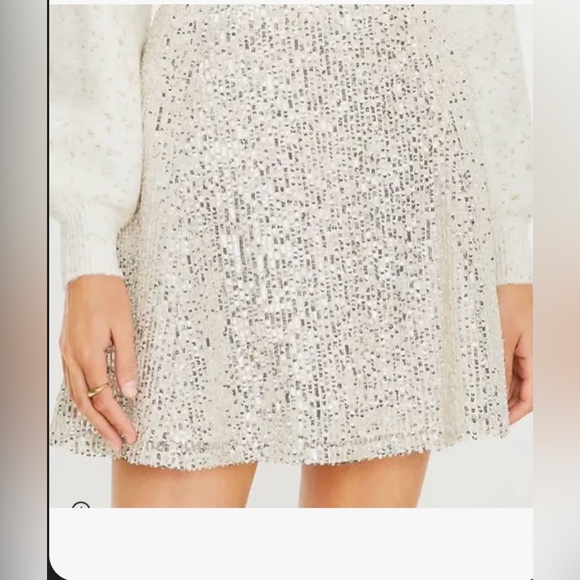 LOFT Sequin Skirt - Champagne Color Skirt with Silver Sequins  SIZE 14   NWT! - Picture 2 of 14